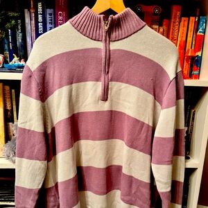 Striped half zip lavender NWOT Cozy Comfy Classic
